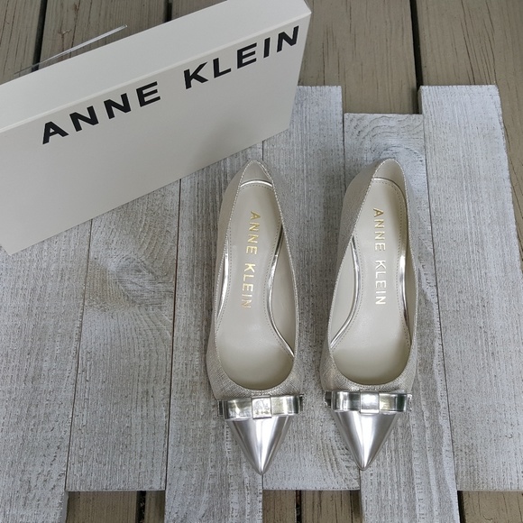 Anne Klein Shoes - Anne Klein 7m Kitten Heels in Silver W/Box